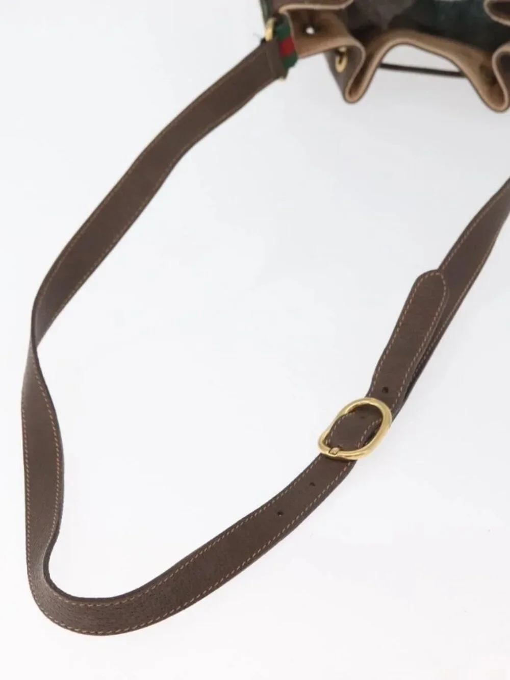 GUCCI GG Supreme Web Sherry Line Bag PVC Beige Gold 164 02 034 Auth